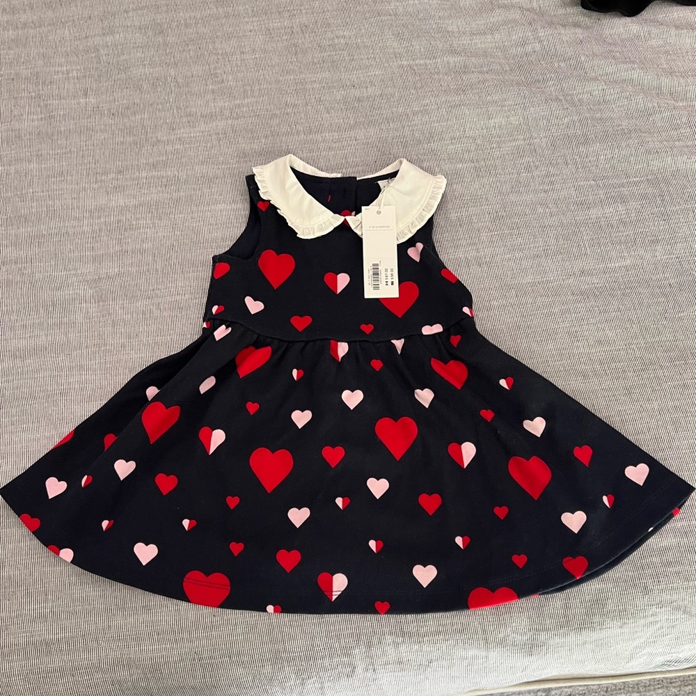 Janie & Jack Heart Print Dress with Collar